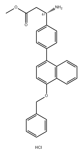 Benzenepropanoic acid, β-amino-4-[4-(phenylmethoxy)-1-naphthalenyl]-, methyl ester, hydrochloride (1:1), (βS)- Structure