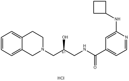 4-Pyridinecarboxamide, 2-(cyclobutylamino)-N-[(2S)-3-(3,4-dihydro-2(1H)-isoquinolinyl)-2-hydroxypropyl]-, hydrochloride (1:2) Structure