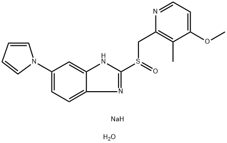 1H-Benzimidazole, 2-[[(4-methoxy-3-methyl-2-pyridinyl)methyl]sulfinyl]-6-(1H-pyrrol-1-yl)-, sodium salt, hydrate (1:1:2) Structure