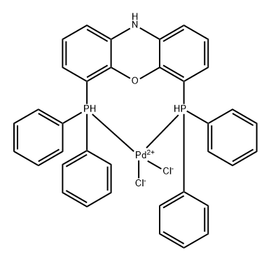 Palladium, [4,6-bis(diphenylphosphino-κP)-10H-phenoxazine]dichloro-, (SP-4-2)- Structure