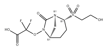 2,2-difluoro-2-(((1S,2R,5R)-2-((2-hydroxyethyl)sulfonyl)-7-oxo-1,6-diazabicyclo[3.2.1]octan-6-yl)oxy)acetic acid Structure