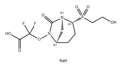 Acetic acid, 2,2-difluoro-2-[[(1S,2R,5R)-2-[(2- hydroxyethyl)sulfonyl]-7-oxo-1,6-diazabicyclo [3.2.1]oct-6-yl]oxy]-, sodium salt (1:1) Structure