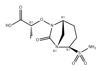 Acetic acid, 2-[[(1S,2R,5R)-2-(aminosulfonyl)-7- oxo-1,6-diazabicyclo[3.2.1]oct-6-yl]oxy]-2- fluoro-, (2R)- 구조식 이미지