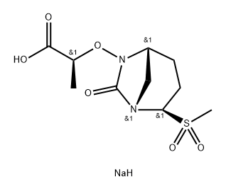 sodium (S)-2-(((1S,2R,5R)-2-(methylsulfonyl)-7-oxo-1,6-diazabicyclo[3.2.1]octan-6-yl)oxy)propanoate Structure