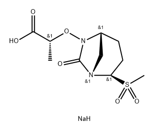 Propanoic acid, 2-[[(1S,2R,5R)-2-(methyls ulfonyl)-7-oxo-1,6-diazabicyclo[3.2.1]oct-6-yl] oxy]-, sodium salt (1:1), (2R)- Structure