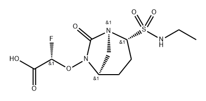 (S)-2-(((1S,2R,5R)-2-(N-ethylsulfamoyl)-7-oxo-1,6-diazabicyclo[3.2.1]octan-6-yl)oxy)-2-fluoroacetic acid Structure