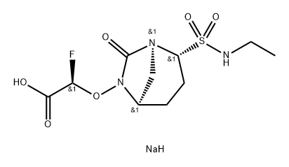 Acetic acid, 2-[[(1S,2R,5R)-2-[(ethylamino) sulfonyl]-7-oxo-1,6-diazabicyclo[3.2.1]oct-6-yl] oxy]-2-fluoro-, sodium salt (1:1), (2R)- 구조식 이미지
