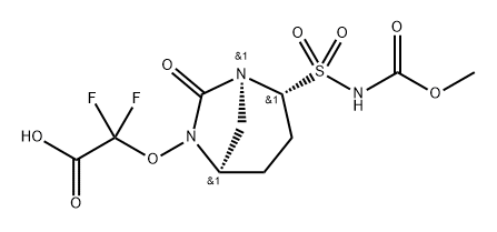 2,2-difluoro-2-(((1S,2R,5R)-2-(N-(methoxycarbonyl)sulfamoyl)-7-oxo-1,6-diazabicyclo[3.2.1]octan-6-yl)oxy)acetic acid 구조식 이미지