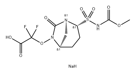 Acetic acid, 2,2-difluoro-2-[[(1S,2R,5R)-2- [[(methoxycarbonyl)amino]sulfonyl]-7-oxo-1, 6-diazabicyclo[3.2.1]oct-6-yl]oxy]-, sodium salt (1:2) Structure