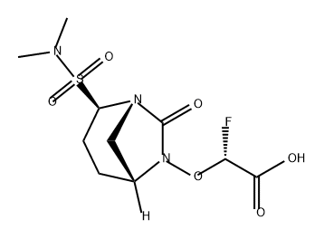 (R)-2-(((1S,2R,5R)-2-(N,N-dimethylsulfamoyl)-7-oxo-1,6-diazabicyclo[3.2.1]octan-6-yl)oxy)-2-fluoroacetic acid Structure