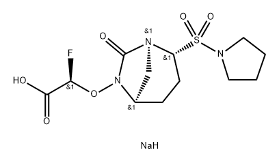 Acetic acid, 2-fluoro-2-[[(1 S,2R,5R)-7-oxo-2-(1 - pyrrolidinylsulfonyl)-1 ,6-diazabicyclo[3.2.1 ] oct-6-yl]oxy]-, sodium salt (1 : 1 ), (2R)- Structure