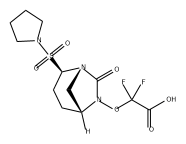 Acetic acid, 2,2-difluoro-2-[[(1S,2R,5R)-7-oxo2-(1-pyrrolidinylsulfonyl)-1,6-diazabicyclo [3.2.1]oct-6-yl]oxy]- Structure