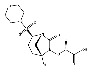 (R)-2-fluoro-2-(((1S,2R,5R)-2-(morpholinosulfonyl)-7-oxo-1,6-diazabicyclo[3.2.1]octan-6-yl)oxy)acetic acid Structure