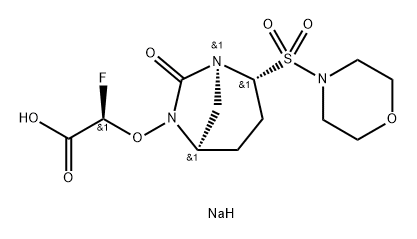 Acetic acid, 2-fluoro-2-[[(1 S,2R,5R)-2-(4- morpholinylsulfonyl)-7-oxo-1 ,6-diazabicyclo [3.2.1 ]oct-6-yl]oxy]-, sodium salt (1 : 1 ), (2R)- Structure