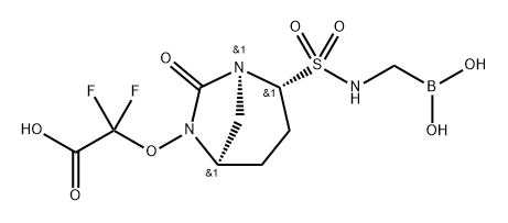 2-(((1S,2R,5R)-2-(N-(boronomethyl)sulfamoyl)-7-oxo-1,6-diazabicyclo[3.2.1]octan-6-yl)oxy)-2,2-difluoroacetic acid Structure