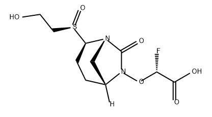 (R)-2-fluoro-2-(((1S,2R,5R)-2-((R)-(2-hydroxyethyl)sulfinyl)-7-oxo-1,6-diazabicyclo[3.2.1]octan-6-yl)oxy)acetic acid Structure