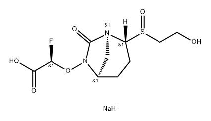 Acetic acid, 2-fluoro-2-[[(1 S,2R,5R)-2-[(R)-(2- hydroxyethyl)sulfinyl]-7-oxo-1 ,6-diazabicyclo [3.2.1 ]oct-6-yl]oxy]-, sodium salt (1 : 1 ), (2R)- Structure