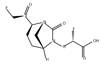 (R)-2-fluoro-2-(((1S,2R,5R)-2-((S)-(fluoromethyl)sulfinyl)-7-oxo-1,6-diazabicyclo[3.2.1]octan-6-yl)oxy)acetic acid Structure