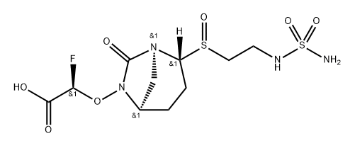 Acetic acid, 2-[[(1S,2R,5R)-2-[(R)-[2-[(aminosu lfonyl)amino]ethyl]sulfinyl]-7-oxo-1,6-diazab icyclo[3.2.1]oct-6-yl]oxy]-2-fluoro-, (2R)- 구조식 이미지