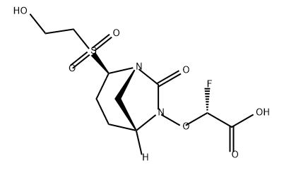 (R)-2-fluoro-2-(((1S,2S,5R)-2-((2-hydroxyethyl)sulfonyl)-7-oxo-1,6-diazabicyclo[3.2.1]octan-6-yl)oxy)acetic acid Structure