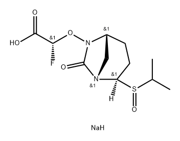 Acetic acid, 2-fluoro-2-[[(1S,2R,5R)-2-[(R)-(1- methylethyl)sulfinyl]-7-oxo-1,6-diazabicyclo [3.2.1]oct-6-yl]oxy]-, sodium salt (1:1), (2R)- 구조식 이미지