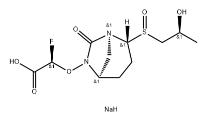 Acetic acid, 2-fluoro-2-[[(1S,2R,5R)-2-[(R)-[(2S)- 2-hydroxypropyl]sulfinyl]-7-oxo-1,6-diazab icyclo[3.2.1]oct-6-yl]oxy]-, sodium salt (1:1), (2R)- 구조식 이미지