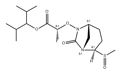 2-Methyl-1-(1-methylethyl)propyl (2R)-2- fluoro-2-[[(1S,2R,5R)-2-[(R)-methylsulfinyl]-7- oxo-1,6-diazabicyclo[3.2.1]oct-6-yl]oxy] acetate Structure