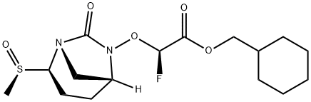 Cyclohexylmethyl (2R)-2-fluoro-2-[[(1S,2R,5R)- 2-[(R)-methylsulfinyl]-7-oxo-1,6-diazabicyclo [3.2.1]oct-6-yl]oxy]acetate 구조식 이미지