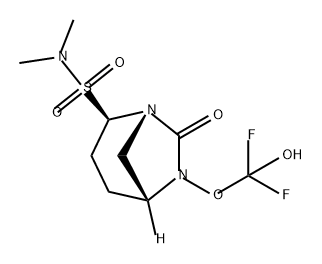 1 ,6-Diazabicyclo[3.2.1 ]octane-2-sulfonamide, 6-(difluorohydroxymethoxy)-N,N-dimethyl-7- oxo-, (1 S,2R,5R)- Structure