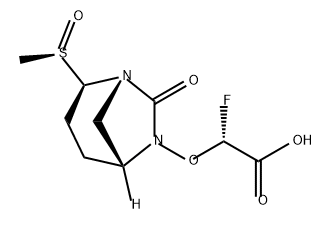 (R)-2-fluoro-2-(((1S,2R,5R)-2-((S)-methylsulfinyl)-7-oxo-1,6-diazabicyclo[3.2.1]octan-6-yl)oxy)acetic acid Structure