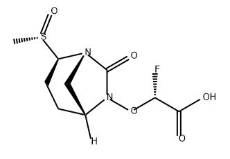 (R)-2-fluoro-2-(((1S,2R,5R)-2-((S)-methylsulfinyl)-7-oxo-1,6-diazabicyclo[3.2.1]octan-6-yl)oxy)acetic acid Structure