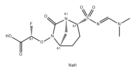 sodium (S)-2-(((1S,2R,5R)-2-(N-((E)-(dimethylamino)methylene)sulfamoyl)-7-oxo-1,6-diazabicyclo[3.2.1]octan-6-yl)oxy)-2-fluoroacetate Structure