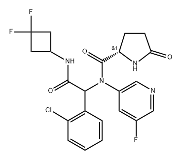 Glycinamide, 5-oxo-L-prolyl-2-(2-chlorophenyl)-N-(3,3-difluorocyclobutyl)-N2-(5-fluoro-3-pyridinyl)- Structure