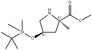 methyl (2R,4R)-4-((tert-butyldimethylsilyl)oxy)-2-methylpyrrolidine-2-carboxylate 구조식 이미지