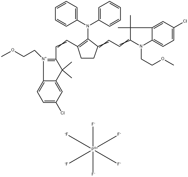 3H-Indolium, 5-chloro-2-[2-[3-[2-[5-chloro-1,3-dihydro-1-(2-methoxyethyl)-3,3-dimethyl-2H-indol-2-ylidene]ethylidene]-2-(diphenylamino)-1-cyclopenten-1-yl]ethenyl]-1-(2-methoxyethyl)-3,3-dimethyl-, hexafluorophosphate(1-) (1:1) Structure