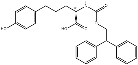 Benzenepentanoic acid, α-[[(9H-fluoren-9-ylmethoxy)carbonyl]amino]-4-hydroxy-, (αS)- Structure