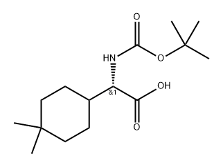 Cyclohexaneacetic acid, α-[[(1,1-dimethylethoxy)carbonyl]amino]-4,4-dimethyl-, (αS)- Structure