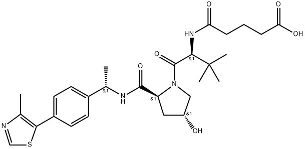 5-(((S)-1-((2S,4R)-4-hydroxy-2-(((S)-1-(4-(4-methylthiazol-5-yl)phenyl)ethyl)carbamoyl)pyrrolidin-1-yl)-3,3-dimethyl-1-oxobutan-2-yl)amino)-5-oxopentanoic acid Structure