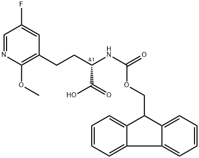 3-Pyridinebutanoic acid, α-[[(9H-fluoren-9-ylmethoxy)carbonyl]amino]-5-fluoro-2-methoxy-, (αS)- 구조식 이미지
