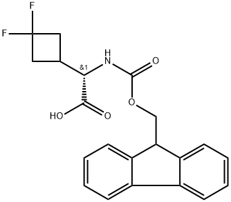 (2S)-2-(3,3-difluorocyclobutyl)-2-(9H-fluoren-9-ylmethoxycarbonylamino)acetic acid 구조식 이미지