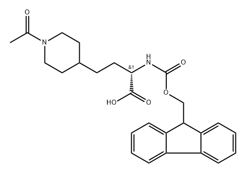 4-Piperidinebutanoic acid, 1-acetyl-α-[[(9H-fluoren-9-ylmethoxy)carbonyl]amino]-, (αS)- 구조식 이미지