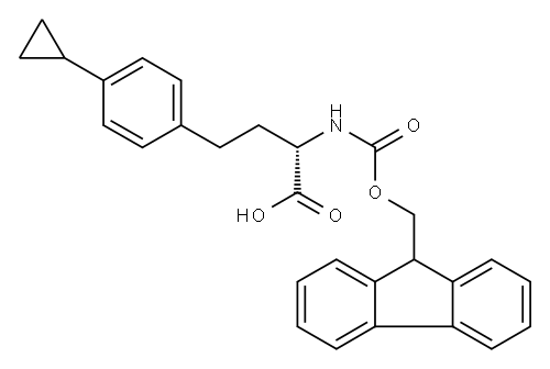 Benzenebutanoic acid, 4-cyclopropyl-α-[[(9H-fluoren-9-ylmethoxy)carbonyl]amino]-, (αS)- Structure