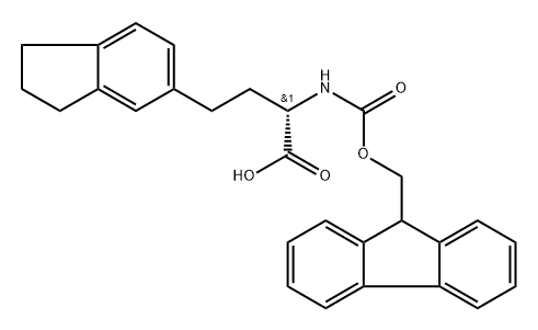 1H-Indene-5-butanoic acid, α-[[(9H-fluoren-9-ylmethoxy)carbonyl]amino]-2,3-dihydro-, (αS)- Structure