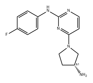 2-Pyrimidinamine, 4-[(3R)-3-amino-1-pyrrolidinyl]-N-(4-fluorophenyl)- (ACI) Structure