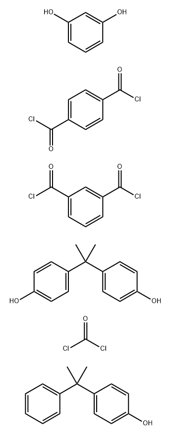 1,3-Benzenedicarbonyl dichloride polymer with 1,4-benzenedicarbonyl dichloride, 1,3-benzenediol, carbonic dichloride and 4,4'-(1-methylethylidene)bisphenol, 4-(1-methyl-1-phenylethyl)phenyl ester Structure