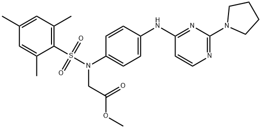 methyl 2-[N-(4-{[2-(pyrrolidin-1-yl)pyrimidin-4-yl]amino}phenyl)-2,4,6-trimethylbenzenesulfonamido]acetate 구조식 이미지