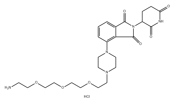 1H-Isoindole-1,3(2H)-dione, 4-[4-[2-[2-(2-aminoethoxy)ethoxy]ethyl]-1-piperazinyl]-2-(2,6-dioxo-3-piperidinyl)-, hydrochloride (1:1) Structure