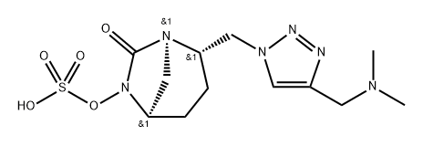 Sulfuric acid, mono[(1R,2S,5R)-2-[[4-[(dimethy lamino)methyl]-1H-1,2,3-triazol-1-yl]methyl]- 7-oxo-1,6-diazabicyclo[3.2.1]oct-6-yl] ester Structure