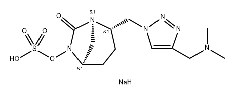 Sulfuric acid, mono[(1R,2S,5R)-2-[[4-[(dimethy lamino)methyl]-1H-1,2,3-triazol-1-yl]methyl]- 7-oxo-1,6-diazabicyclo[3.2.1]oct-6-yl] ester, sodium salt (1:1) Structure