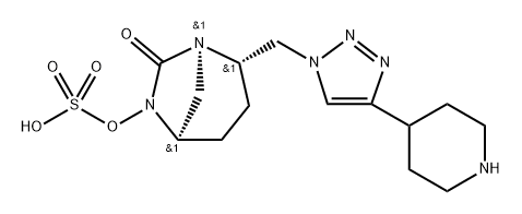 Sulfuric acid, mono[(1R,2S,5R)-7-oxo-2-[[4-(4- piperidinyl)-1H-1,2,3-triazol-1-yl]methyl]-1,6- diazabicyclo[3.2.1]oct-6-yl] ester Structure